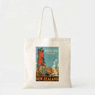 Vintage Travel New Zealand Haere Mai Welkom Maori Tote Bag