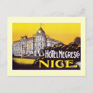 Vintage Travel Nice Frankrijk Hotel Label Art Briefkaart