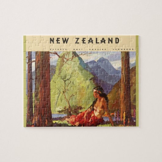 Vintage Travel, Nieuw-Zeeland Landscape Native Wom Legpuzzel (Horizontaal)