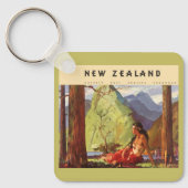 Vintage Travel, Nieuw-Zeeland Landscape Native Wom Sleutelhanger (Voorkant)
