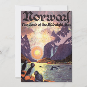 Vintage Travel, Noorwegen Fjord Land Midnight Sun