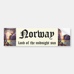 Vintage Travel, Noorwegen Fjord Land Midnight Sun Bumpersticker