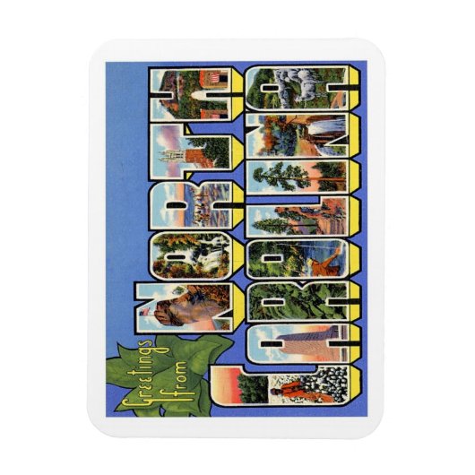 Vintage Travel North Carolina Magneet (Verticaal)