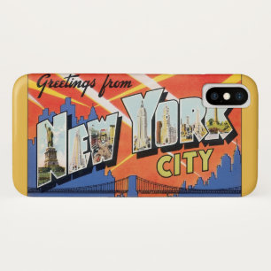 Vintage Travel NYC, Groeten uit New York City iPhone X Hoesje