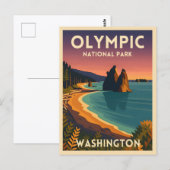 Vintage Travel Olympic National Park Washington Briefkaart (Voorkant / Achterkant)
