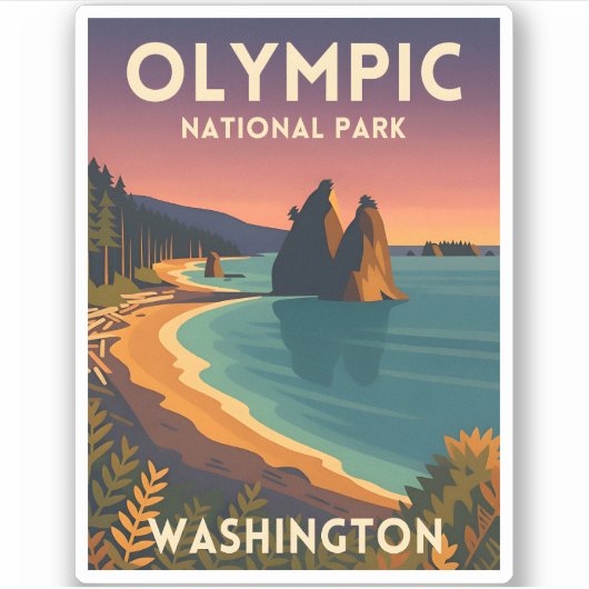 Vintage Travel Olympic National Park Washington Sticker (Voorkant)
