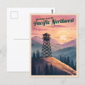 Vintage Travel Pacific Northwest Sunset Landschap Briefkaart (Voorkant / Achterkant)