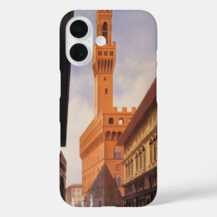Vintage Travel, Palazzo Vecchio, Florence, Italië iPhone 16 Hoesje