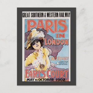 Vintage Travel, Parijs in London Railroad Woman Briefkaart