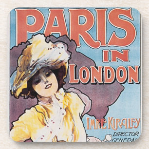 Vintage Travel, Parijs in London Railroad Woman Drankjes Onderzetter