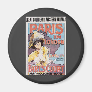 Vintage Travel, Parijs in London Railroad Woman Magneet