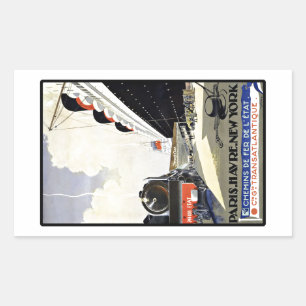 Vintage Travel Paris Havre New York Rechthoekige Sticker