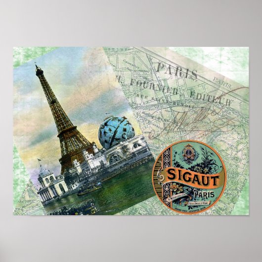 Vintage Travel Paris Poster (Voorkant)