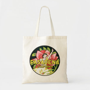 Vintage Travel, Pasadena California, Lady en Roos Tote Bag
