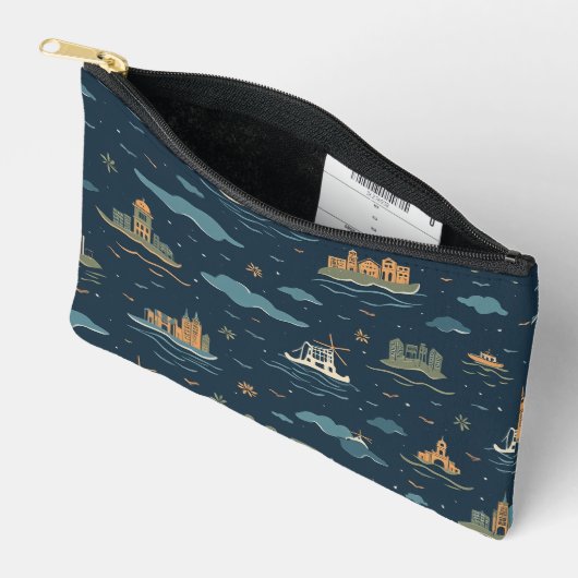 Vintage Travel Pattern Pouch Etui (Open)