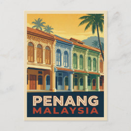 Vintage Travel Penang Malaysia Retro Scenic Briefkaart