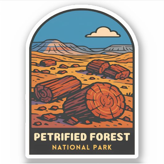 Vintage Travel Petrified Forest National Park Sticker (Voorkant)