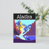 Vintage Travel Poster Alaska Moose Mountains Pc's Feestdagenkaart (Staand voorkant)