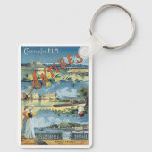 Vintage Travel Poster, Antibes, Frankrijk Sleutelhanger (Achterkant)