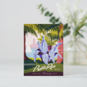 Vintage Travel Poster Art, Ontdek Puerto Rico! Briefkaart (Staand voorkant)