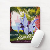 Vintage Travel Poster Art, Ontdek Puerto Rico! Muismat (Met muis)