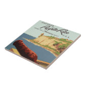 Vintage Travel Poster Art, Ontdek Puerto Rico! Tegeltje (Zijkant)