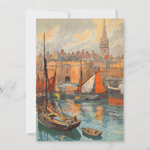 Vintage Travel Poster Art, Saint Malo, Frankrijk