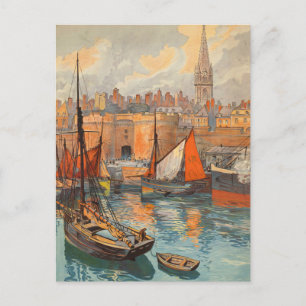 Vintage Travel Poster Art, Saint Malo, Frankrijk Briefkaart