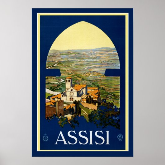 Vintage Travel Poster Assisi Italië (Voorkant)