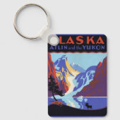 Vintage Travel Poster, Atlin en Yukon, Alaska Sleutelhanger (Voorkant)