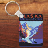 Vintage Travel Poster, Atlin en Yukon, Alaska Sleutelhanger (Voorkant)