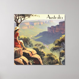 Vintage Travel Poster Australia Canyon Canvas Afdruk