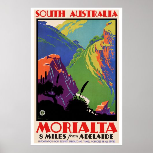 Vintage Travel Poster Australia Morialta (Voorkant)