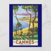 Vintage Travel Poster, Beach in Cannes, Frankrijk Briefkaart (Voorkant)