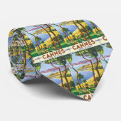 Vintage Travel Poster, Beach in Cannes, Frankrijk Stropdas (Opgerold)