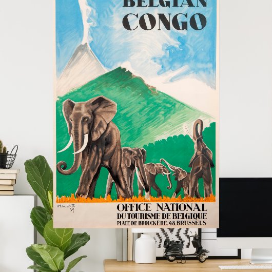 Vintage Travel Poster - Belgisch Congo (Thuiskantoor)
