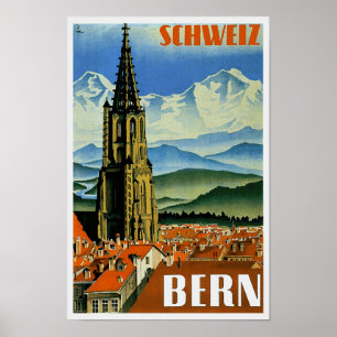 Vintage Travel Poster Bern Zwitserland