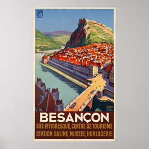 Vintage Travel Poster Besancon Frankrijk