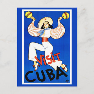 Vintage Travel Poster "Bezoek Cuba" Briefkaart