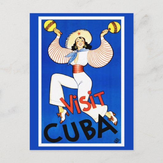 Vintage Travel Poster "Bezoek Cuba" Briefkaart (Voorkant)