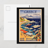 Vintage Travel Poster, bezoek Griekenland, Briefkaart (Voorkant / Achterkant)