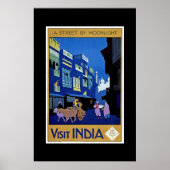 Vintage Travel Poster Bezoek India (Voorkant)