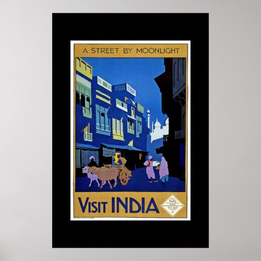 Vintage Travel Poster Bezoek India (Voorkant)