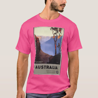 Vintage Travel Poster Blue Mountains Australië T-shirt