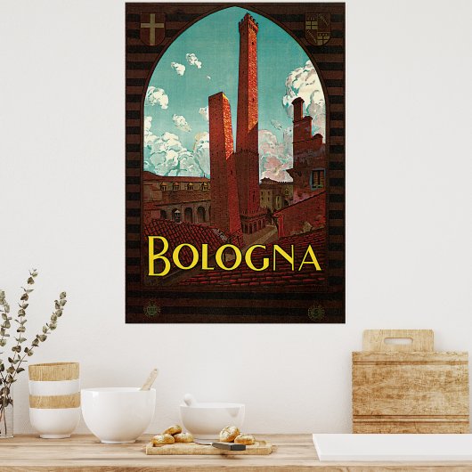 Vintage Travel Poster, Bologna, Italië Poster (Keuken)