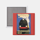 Vintage Travel Poster, Bournemouth Belle Train Magneet (Voorkant / Achterkant)