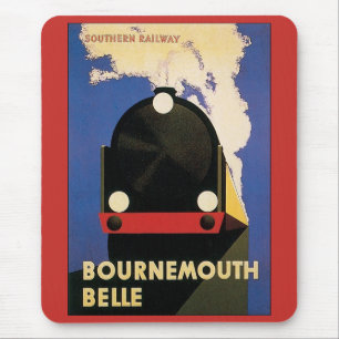 Vintage Travel Poster, Bournemouth Belle Train Muismat