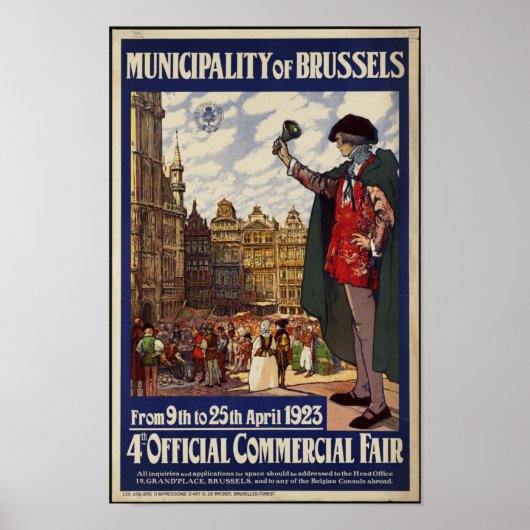 Vintage Travel Poster Brussel (Voorkant)