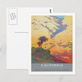 Vintage Travel Poster, Californië Briefkaart (Voorkant / Achterkant)