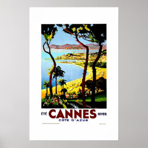 Vintage Travel Poster Cannes Frankrijk